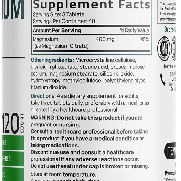 Kitman- Bronson Magnesium Citrate With Vitamin B6 100 & 250 Caps
