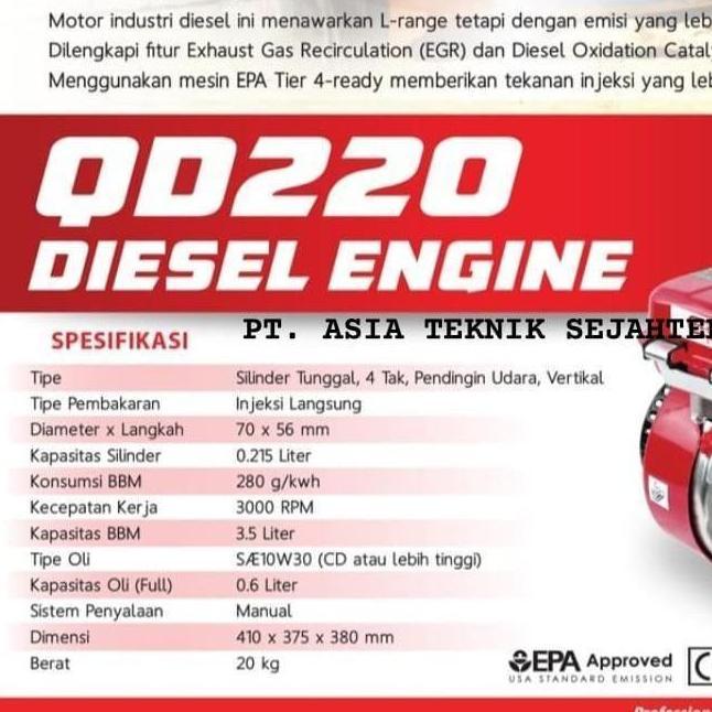 Mesin Penggerak Diesel Serbaguna Qd220 / Engine Diesel Proquip Qd 220