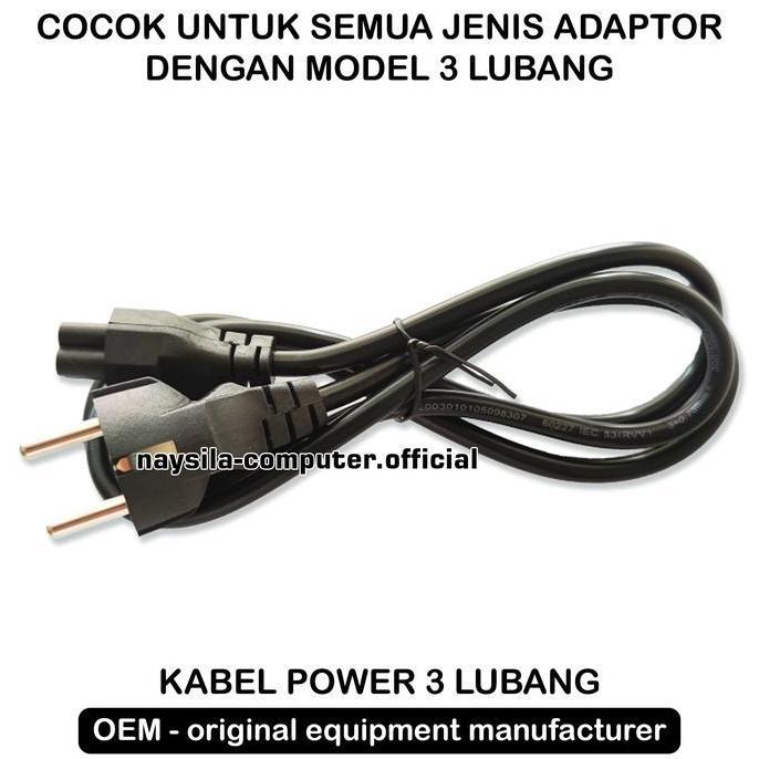 Newmild- Kabel Power Adaptor Laptop 3 Lubang - Kabel Power Laptop Kabel Adaptor
