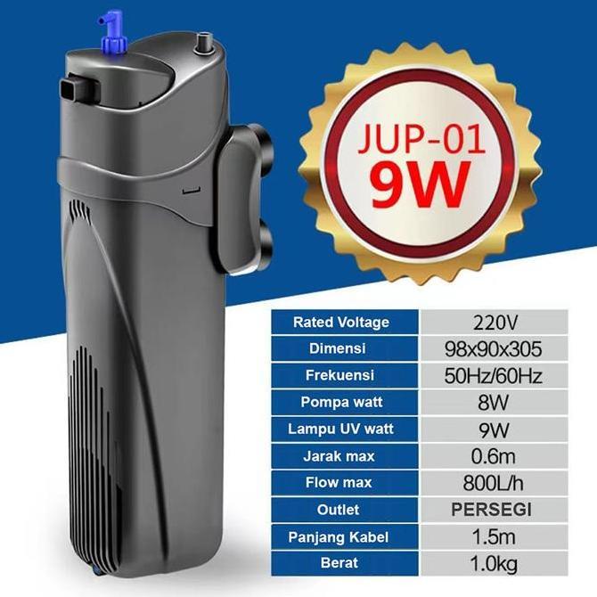 Mycats- Sunsun Jup 01 Pompa Filter Uv Aquarium Lampu Uv Aquarium Internal Filter Filter 3 In 1