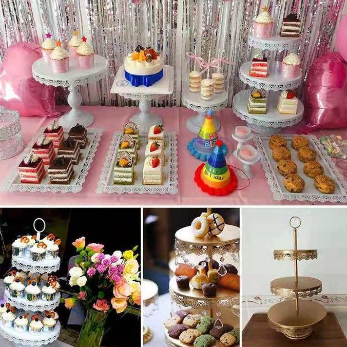 BEBAS ONGKIR - Fontain Cake Tray 3 Susun Tier Cupcake Rak Susun Kue Roti Cake 3 Tray