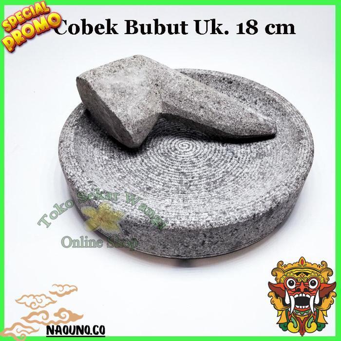 Cobek Batu Gunung Asli Tulungagung (Ukuran 18 Cm) Cobek Bubut Cowek Coet