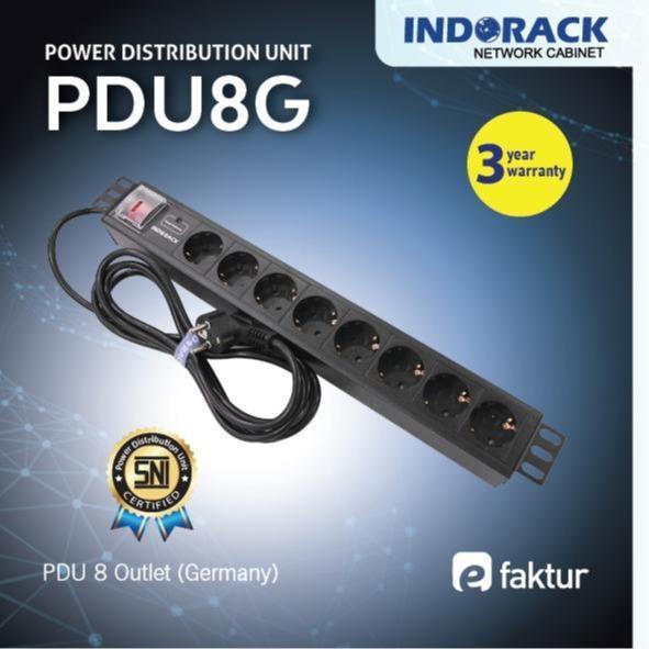 PDU8G - PDU 8 OUTLET GERMANY SOCKET - INDORACK ORIGINAL DAN TERPERCAYA