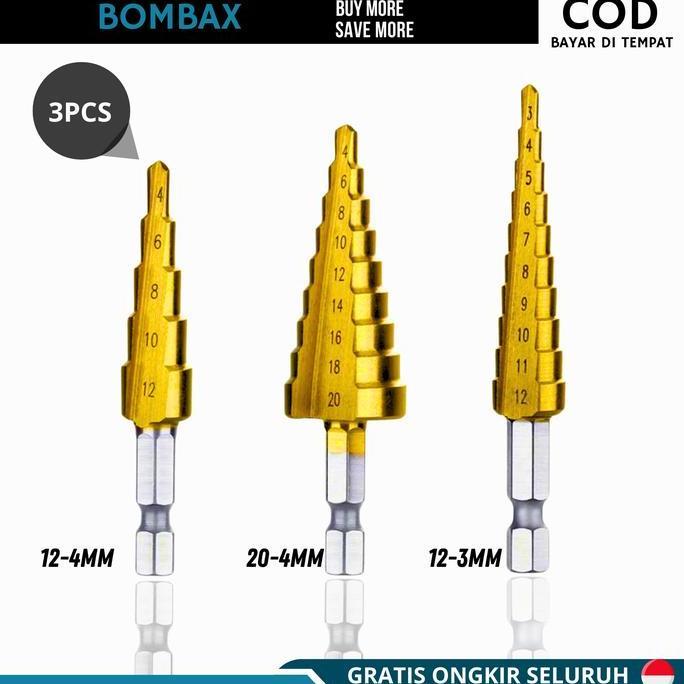 MATA BOR SPIRAL PAGODA 3-20 MM 3 PCS DRILL BIT MATA BOR BESI KAYU HSS TITANIUM DRILL BEST SELLER
