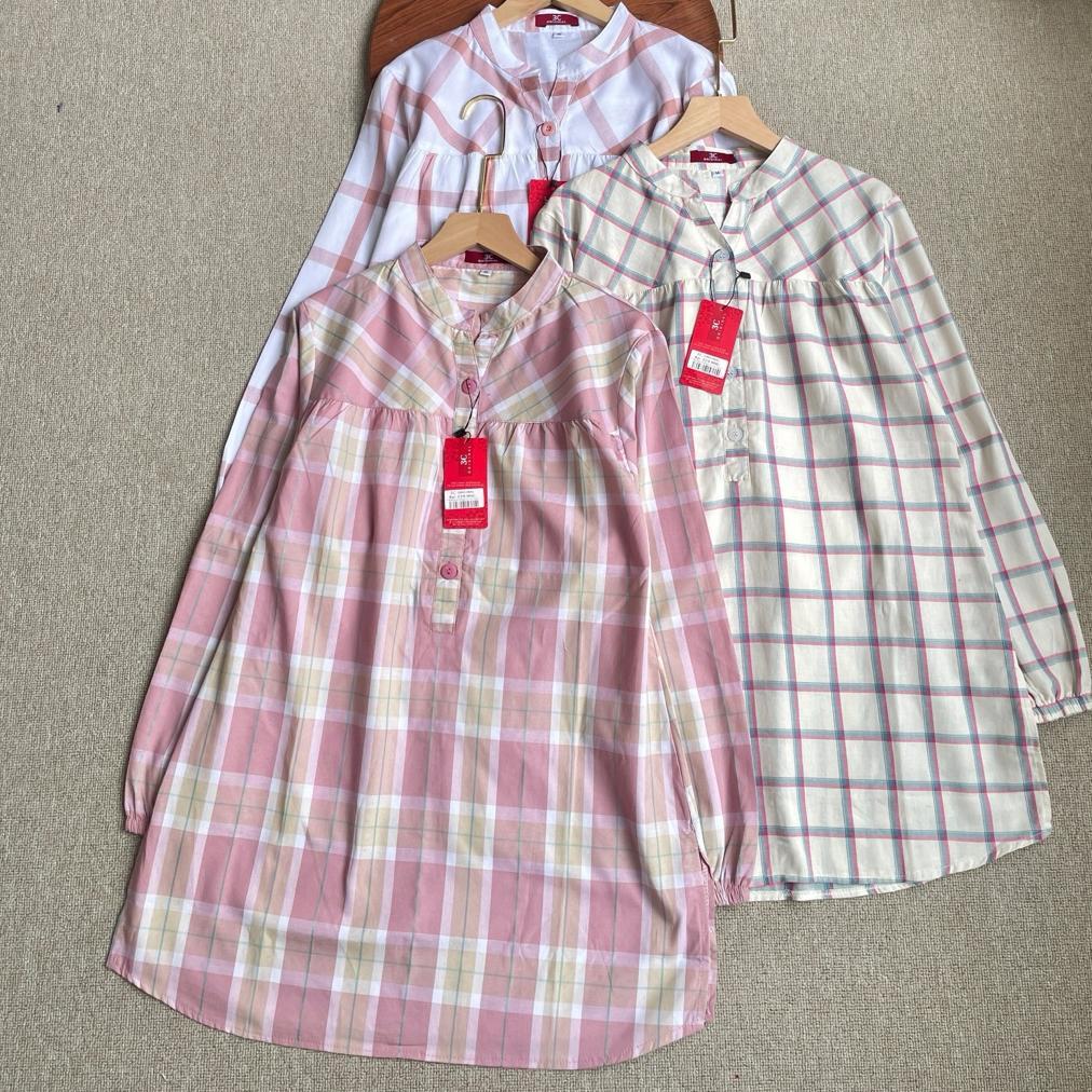 TERBARU Tunik Eclo Tunik Wanita 3C Motif Kotak Kotak Tunik Wanita Bahan Katun Premium