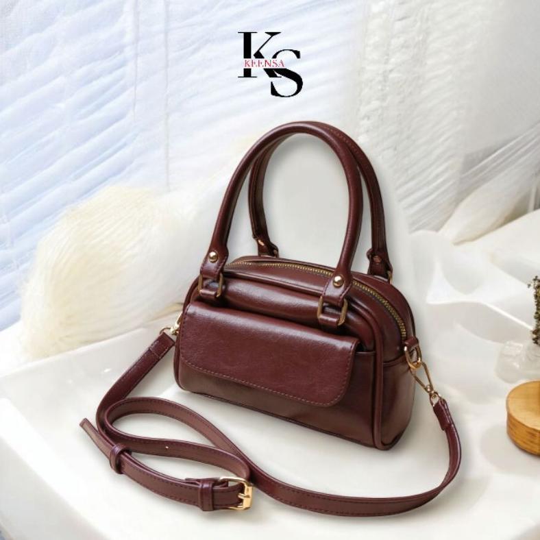 Banting Harga Keensa Aira Bag Tas Wanita Terbaru Boston Bag Tas Selempang Kecil Persegi Retro Summer