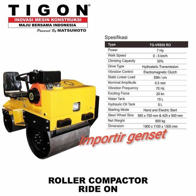 Tandem Roller Tigon Tg Vr850Ro Terbaik