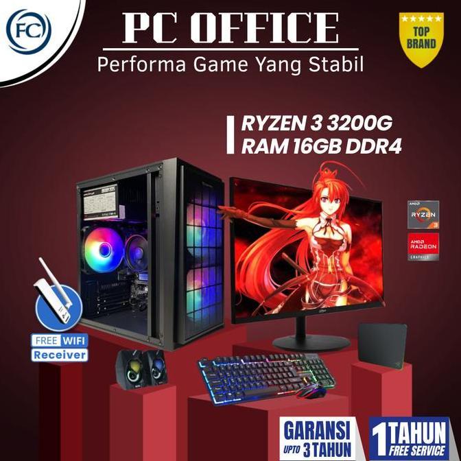 PC GAMING FULL SET RGB + MONITOR SIAP PAKAI (VALORANT PUBG FORTNITE) new
