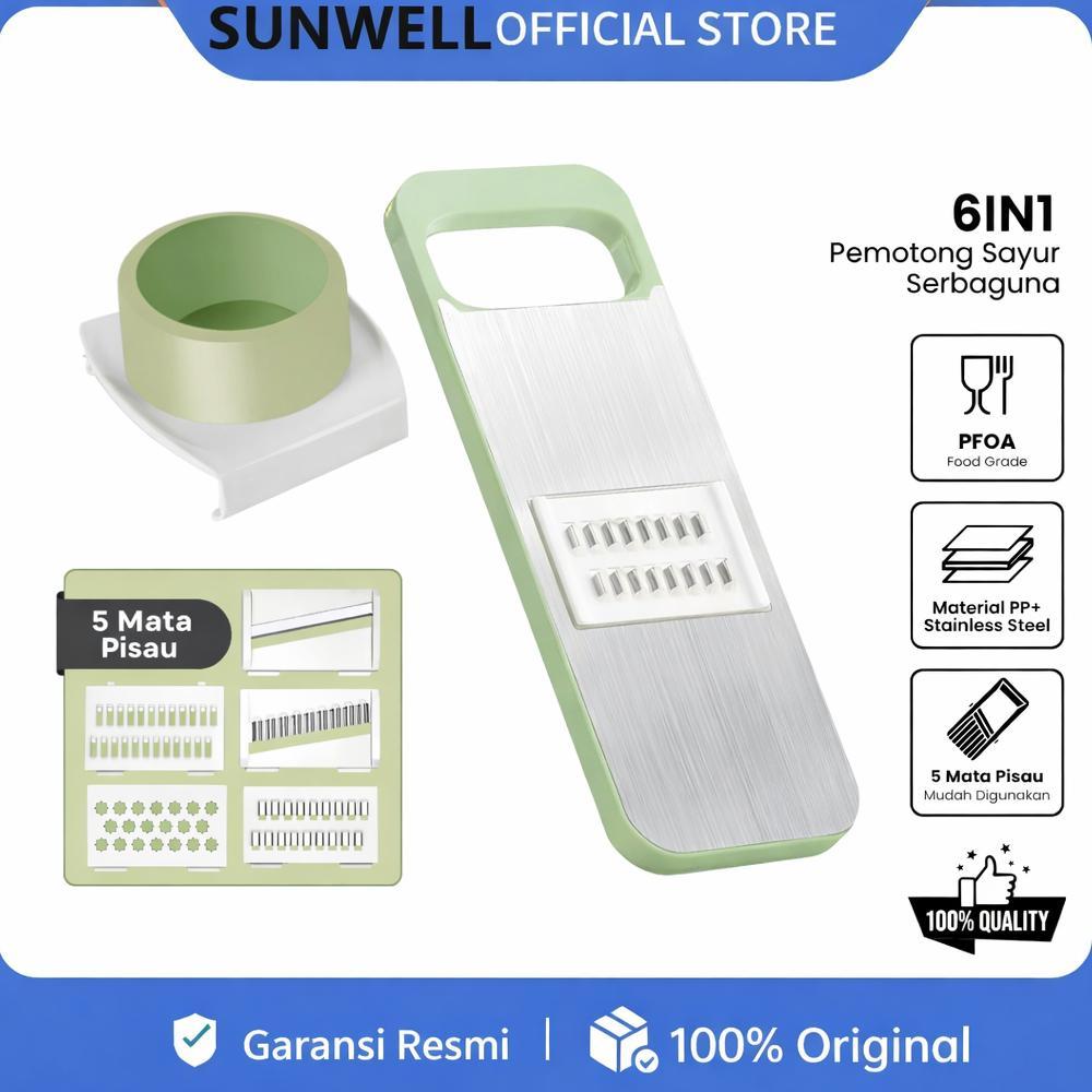 Viral Sunwell Vegetable Cutter 6 In 1 Parutan Sayur Buah Stainless Steel 304 Multifungsi Pengiris Ke