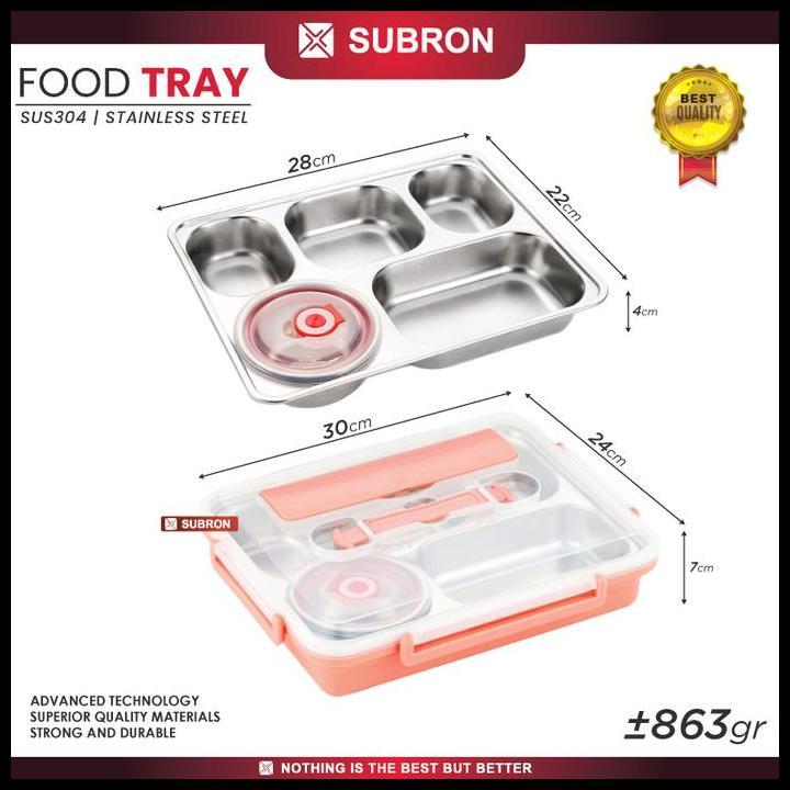 Produk Unggulan Subron Sus 304  Lunch Box Kotak Bekal Catering 5 Sekat Wadah Stainless