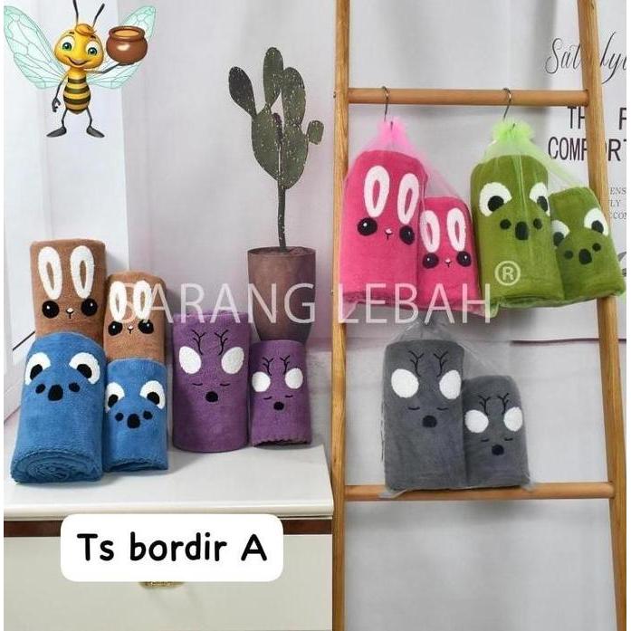 Handuk Bayi Mandi Premium Bayi/Anak Bordir SET 10 x 140 CM & 35 x 75 CM Lembut / Handuk Mandi Sarang