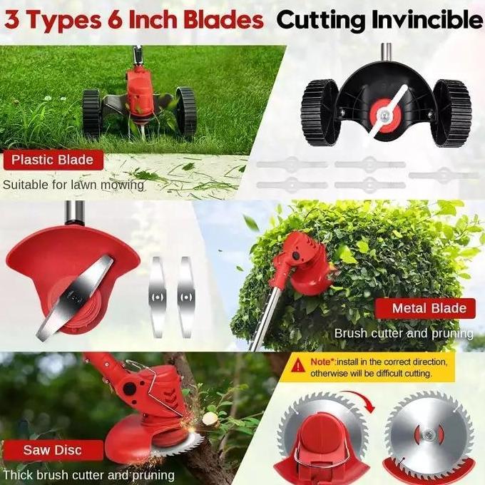 Musiko  588Vf Mesin Potong Rumput Nirkabel Portabel - Baterai Tahan Lama COD | Warna Hitam & Merah