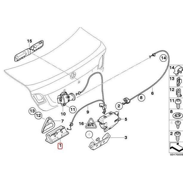 Orinal BMW E90 E91 E92 E93 Trunk Button Cover Tombol Bagasi Belakang