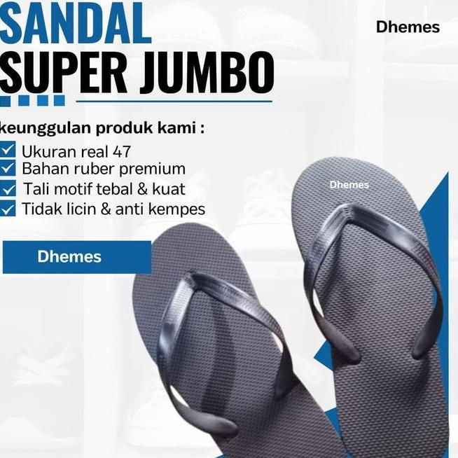Sandal Jepit Jumbo Ukuran 47 Besar Pria Wanita Karet Polos Panjang 30 Cm Lebar 12 Cm Satu Pasang
