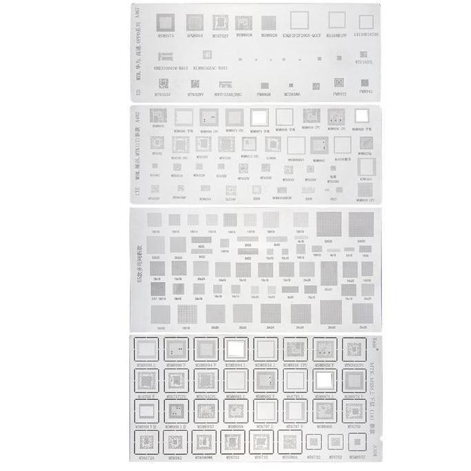 FADHANAKO 4 Buah/set Cetakan Universal IC Plat Amaoe BGA Stencil Plat BGA Universal Amaoe A467 / A48