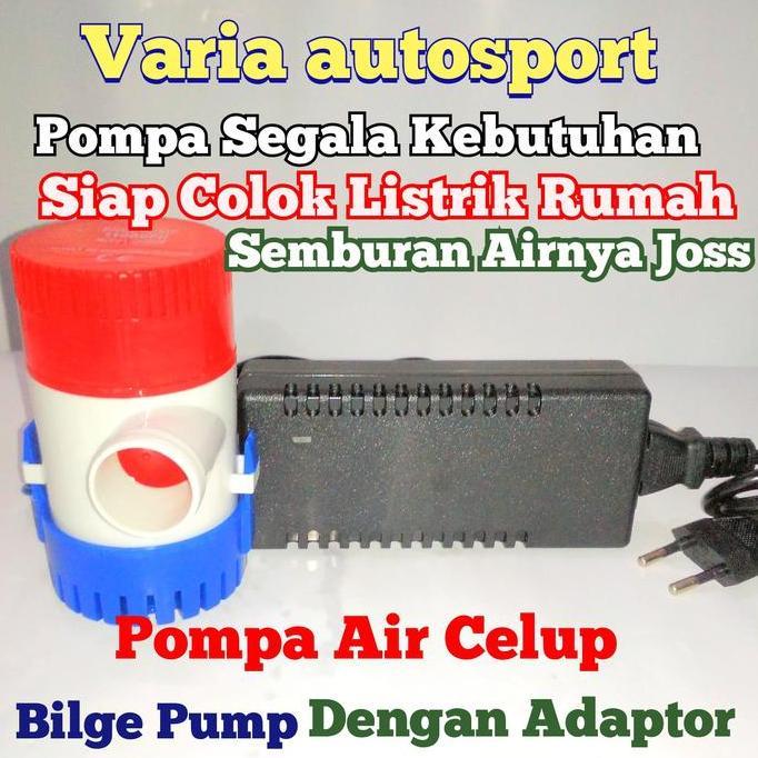 POMPA AIR CELUP MINI BILGE PUMP ADAPTOR DC 12V KOLAM IKAN SUBMERSIBLE HIGH QUALITY