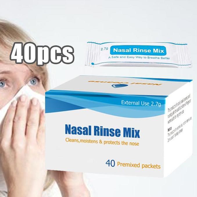 FADHANAKO 40Pcs Garam Cuci Hidung Waterpulse Nasal Rinse Salt Nose Nasal Sinus Rinse Cleaner box