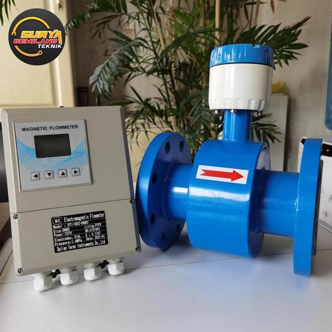 Flowmeter Electromagnetic 4"Dn100 Flow Meter Ptfe Magnetic Aliran Cairan Makanan Kimia Limbah