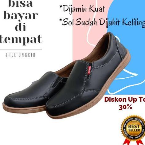 Shoe- Sepatu Slip On Pria Kulit Sintetis Shoes Flat Kasual