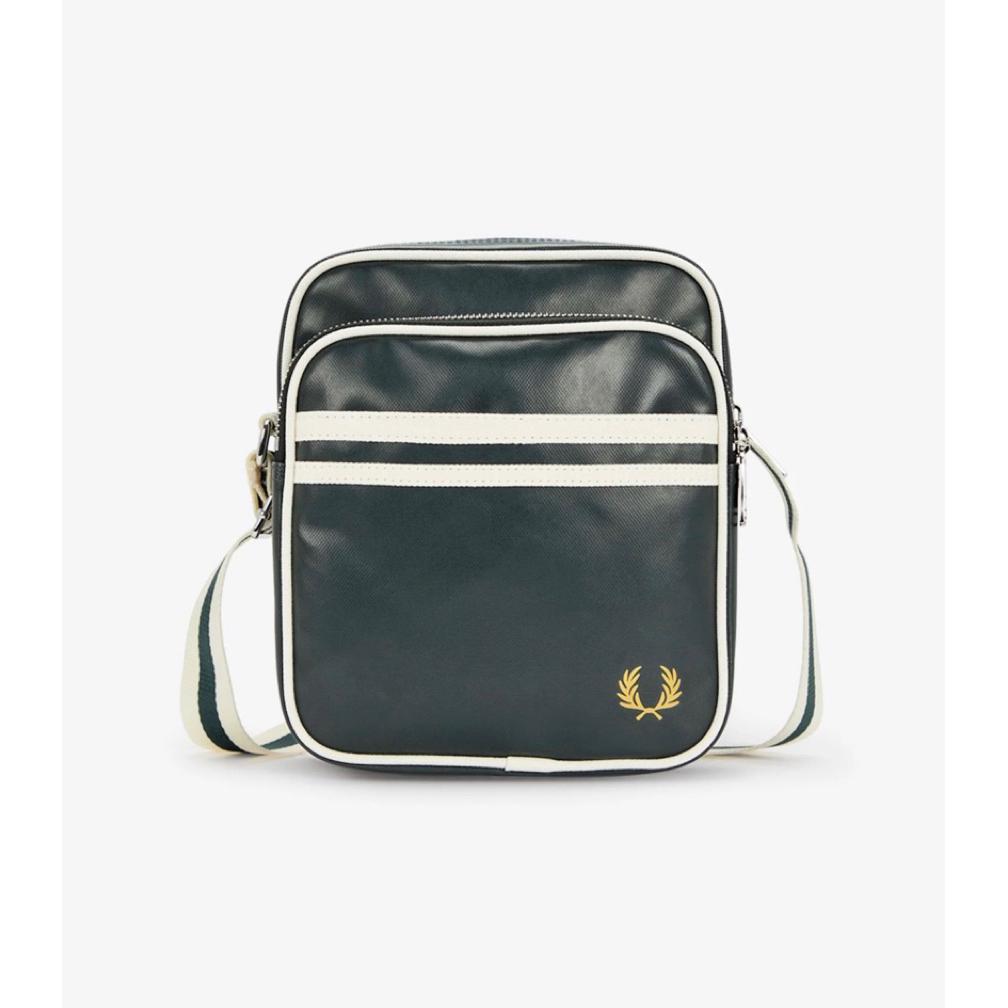 TAS FRED PERRY CLASSIC BAG NIGHT GREEN ECRU BNWT L8258