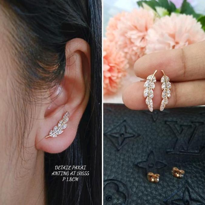 Jias - Anting Giwang Titanium Model Daun Anti Karat