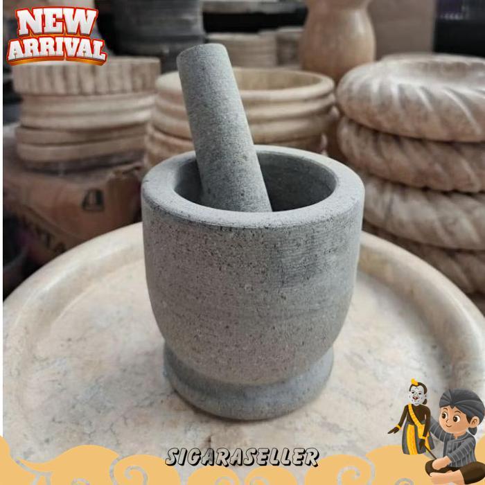 Lumpang Alu Tumbukan Ulekan Batu Andesit Alam Andesit Stone Mortar Pestle