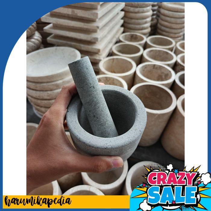 Lumpang Alu Tumbukan Ulekan Batu Andesit Alam Andesit Stone Mortar Pestle 6/3