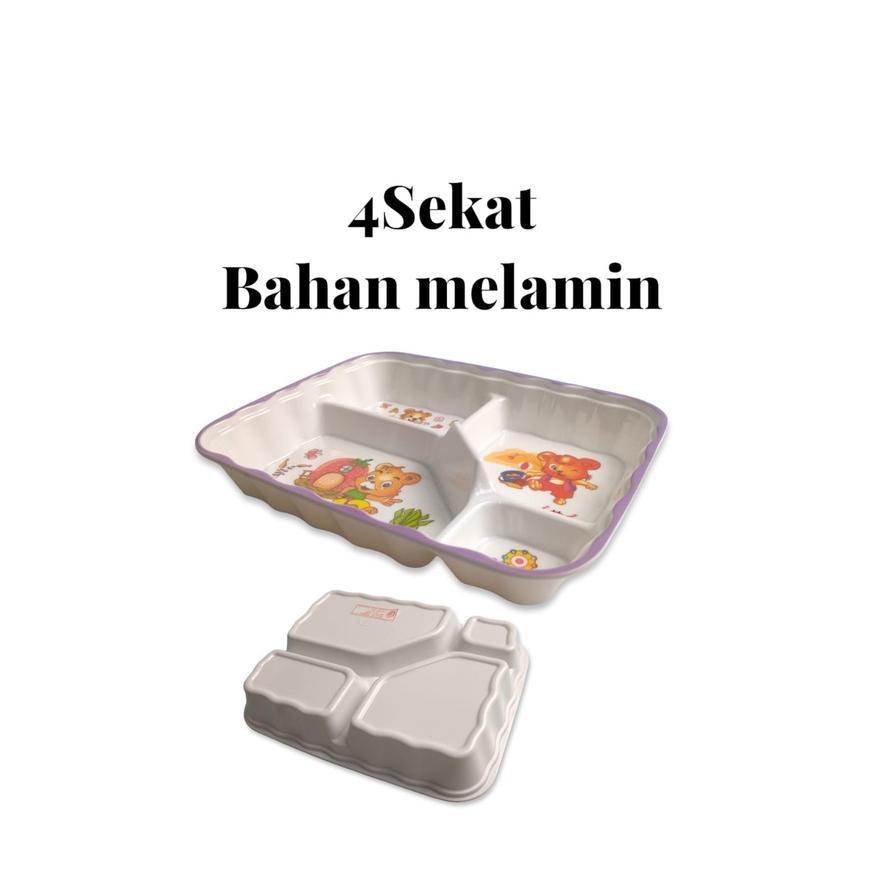 TERMURAH PIRING  MAKAN ANAK /BAYI SEKAT 4 MELAMIN  KARAKTER LUCU