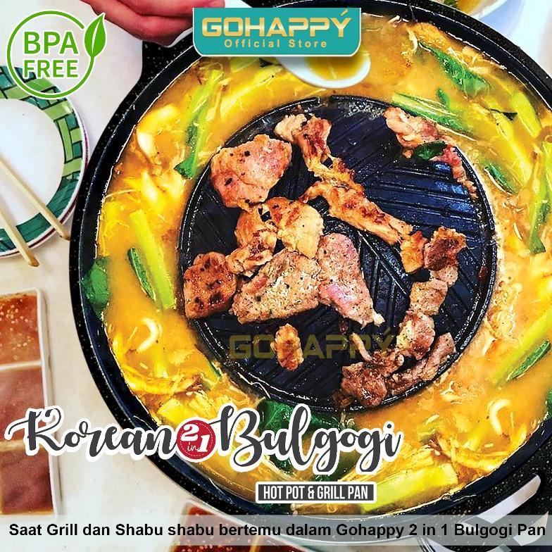 100% aman halomurah 2 in 1 panci shabu shabu bulgogi grill pan (ghk39) korean mookata pemanggang - h