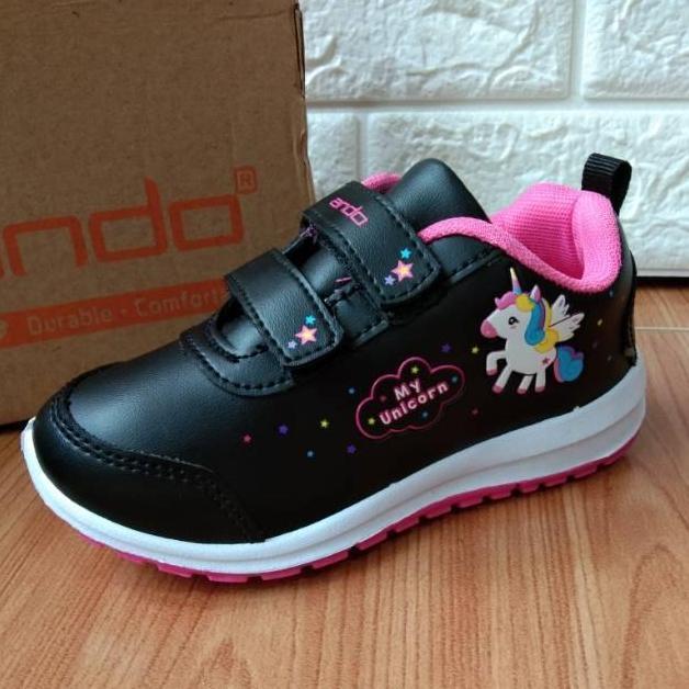 Sepatu Sekolah Anak Perempuan Sneaker Ando Unicorn 29-31 Paud Tk Sd