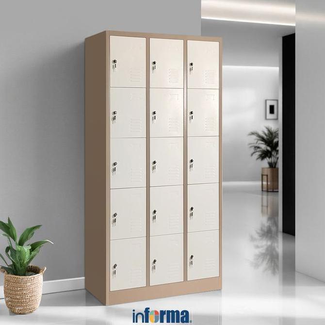 PROMO INFORMA KIEV LOKER BESI MULTI 15 PINTU - COKELAT MUDA PENYIMPANAN BARANG TEMPAT PENITIPAN LEMA