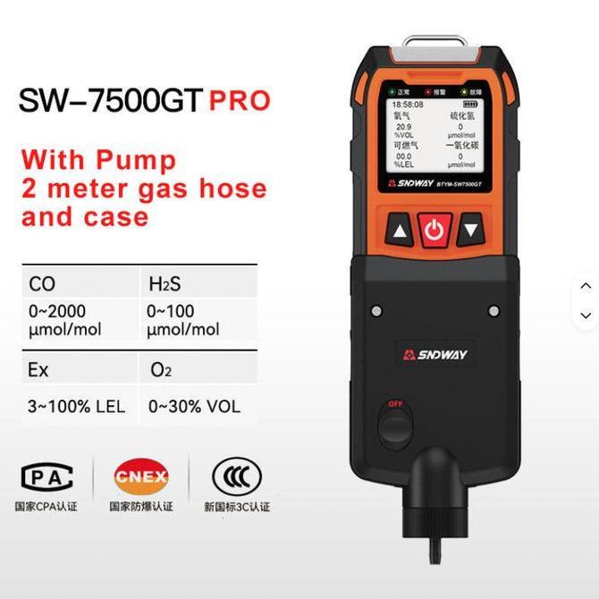 Sndway SW 7500GT PRO SW-7500A PRO Gas Detector 4 in 1 Air Pump Hose H2S EX O2 CO SW7500A pro Multi G