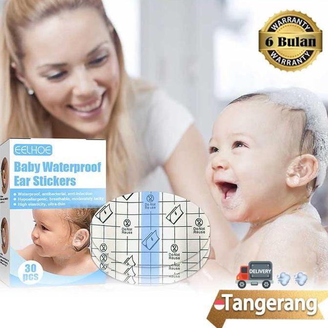 SHWARASA 30pcs/Box Stiker Pelindung Mandi Telinga Bayi / Penutup Telinga Mandi Bayi /  Baby Ear Stic