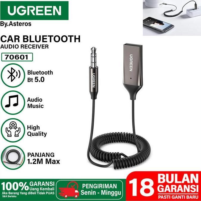 TERMURAH - UGREEN Car Bluetooth Audio Receiver Aux 3.5mm Wireless Audio Receiver