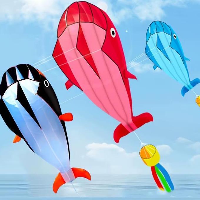 Layangan 3D Ikan Paus Parasut Layang Layang Besar Warna Cerah untuk Hobi Anda