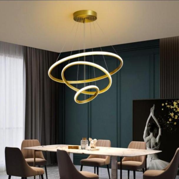 LAMPU HIAS RING MEWAH 3 RING/LAMPU GANTUNG LED 3 RING 3 WARNA MODERN