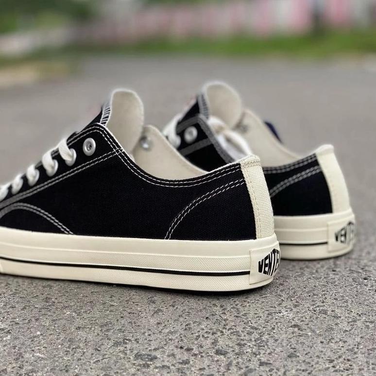 CUCI GUDANG SEPATU VENTELA BASIC LOW BLACK WHITE NATURAL LOKAL SNEAKERS