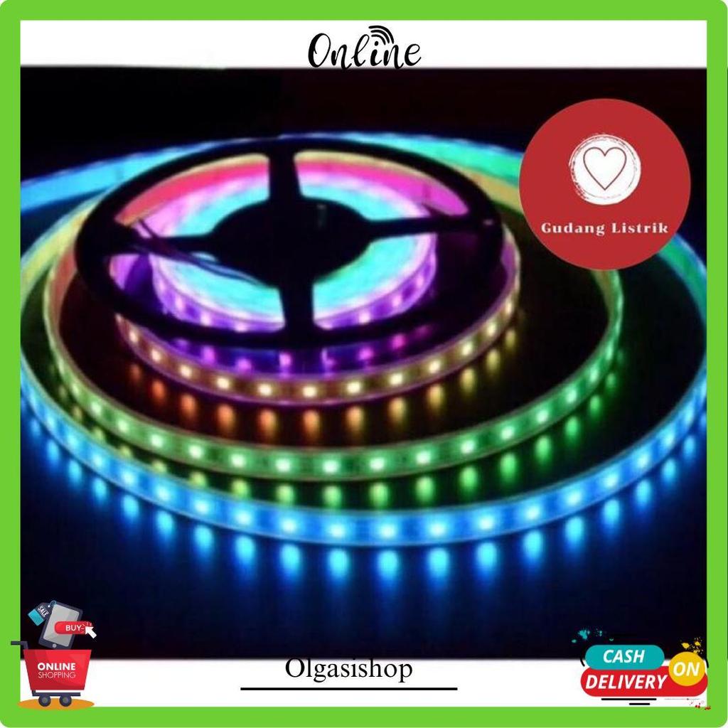 Lampu Strip Rgb 5050 Warna Warni Running Nyala Otomatis Set + Adaptor 4.5Meter (Tanpa Remote) Tiktok