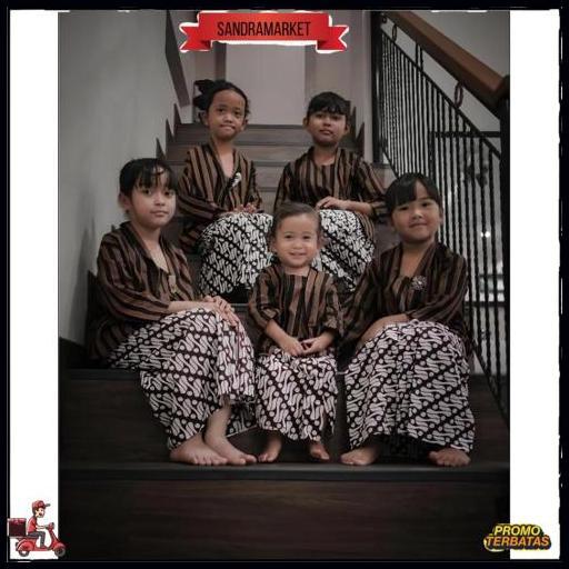 Kebaya Lurik Anak Perempuan | Atasan Kebaya Kutubaru Lurik Anak Bahan Kain Tenun Size S- 4L Baju Ten
