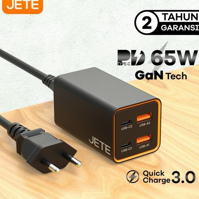 JETE E6 Adapter Fast Charger GaN 65W + 4 Port (Dual USB & Dual TypeC)