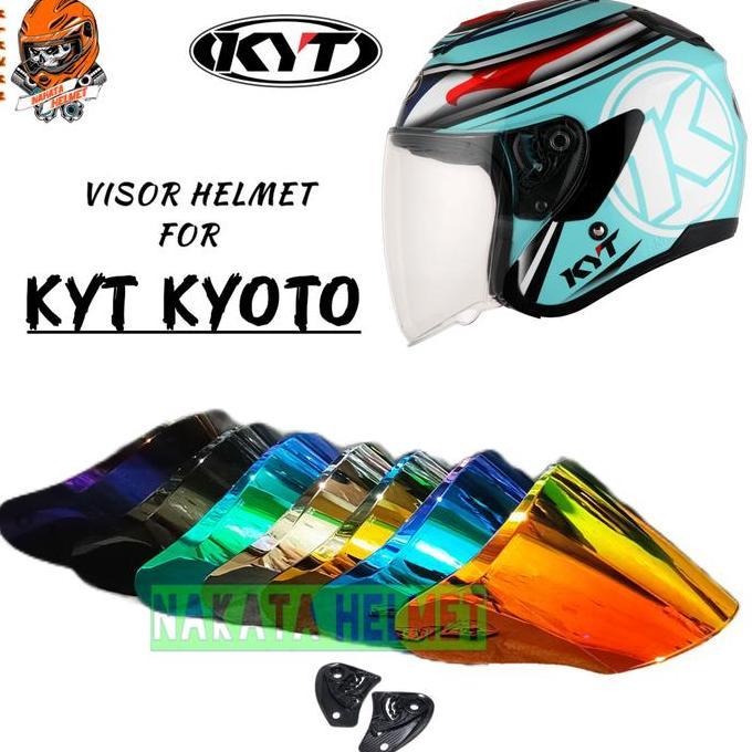 Kaca helm KYT KYOTO flat visor helmet kyt kyoto Smock Bening Silver Blue Redgold