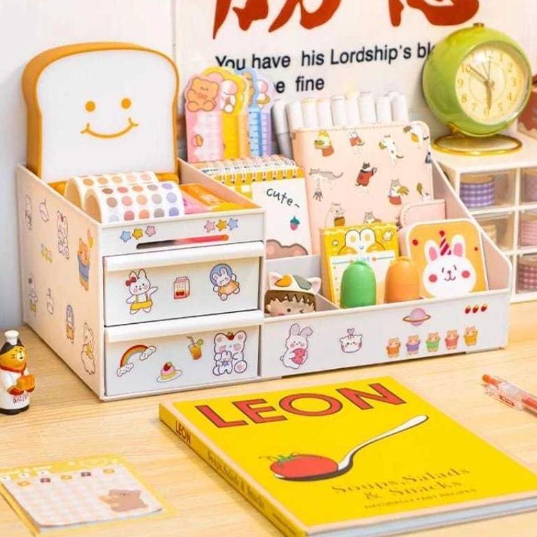 VALUE PACK [COD] Rak Cosmetics Storage 2 Laci Gratis Stiker Lucu - Rak Domi / Rak Makeup / Rak  Kosm
