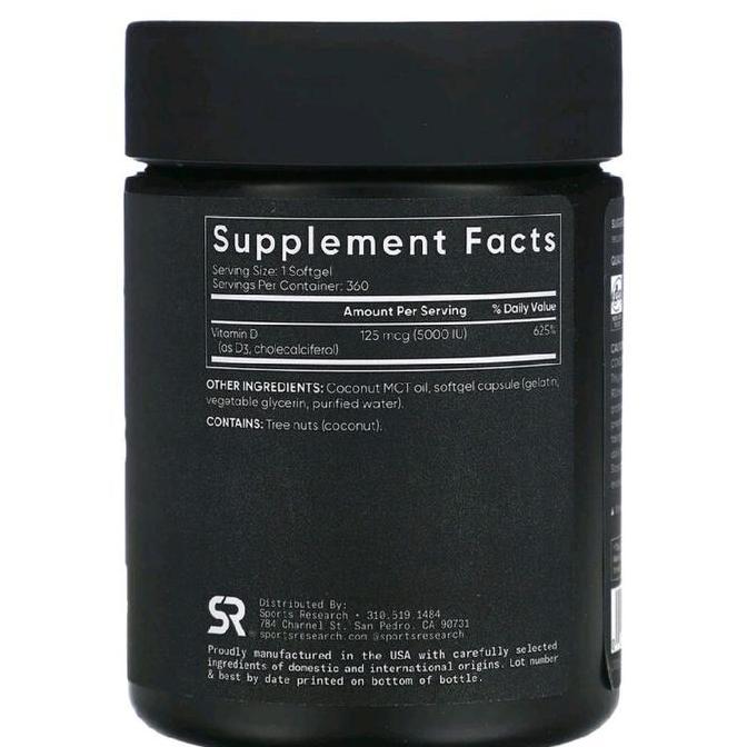 (READY STOCK) Nareshopping Authentic Exp dates : April 2028 SR Spor Research USA Vitamin D3 D-3 Coco