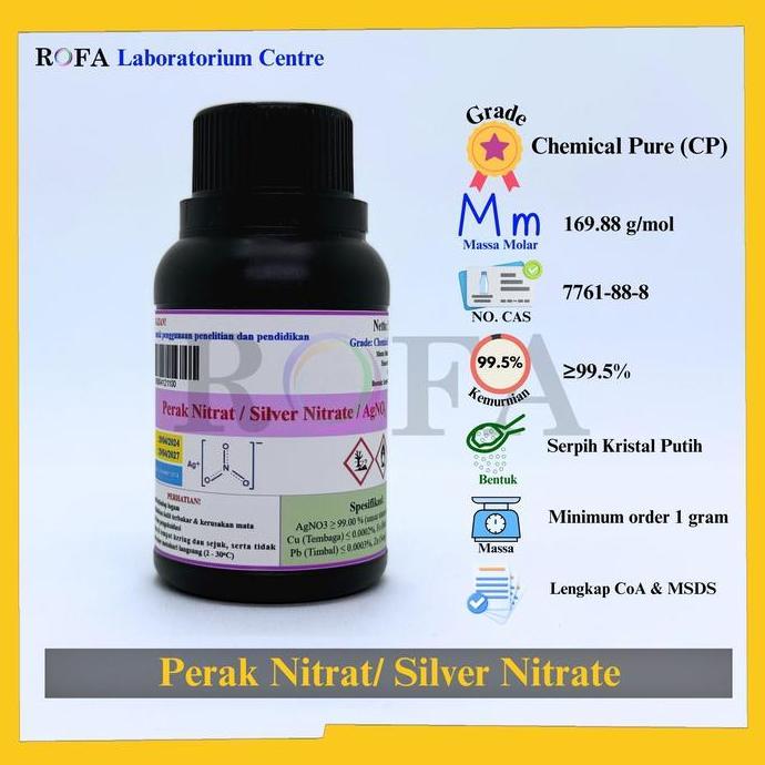 Newcastel- Perak Nitrat / Silver Nitrate / Argentous Nitrate / Agno3 99.5 Cp Eceran 1 Gram