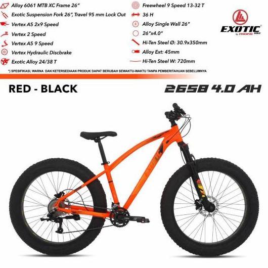 Terlaris Sepeda Gunung Mtb Exotic 2658 4.0 Ah Ban Jumbo 26