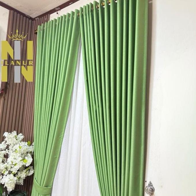 GORDEN JENDELA MINIMALIS 90% BLACKOUT WARNA HIJAU MINT DOFF