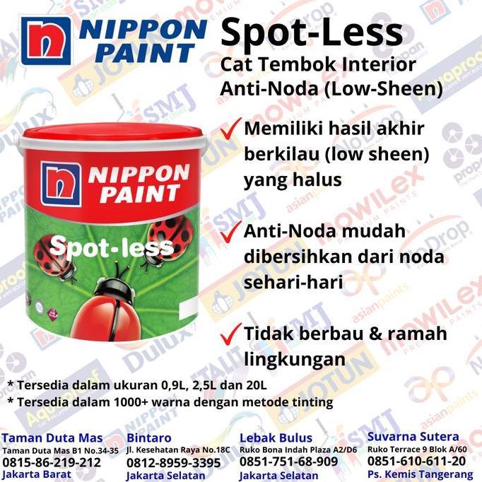 CAT TEMBOK INTERIOR NIPPON PAINT SPOTLESS - SNOW WHITE OW 1002P