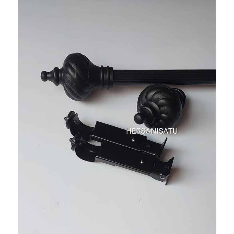 Rollet Gordyn Minimalis Batang Gorden Full Set Warna Hitam Dof Tirai Pintu Jendela Kayu Dipasang di 