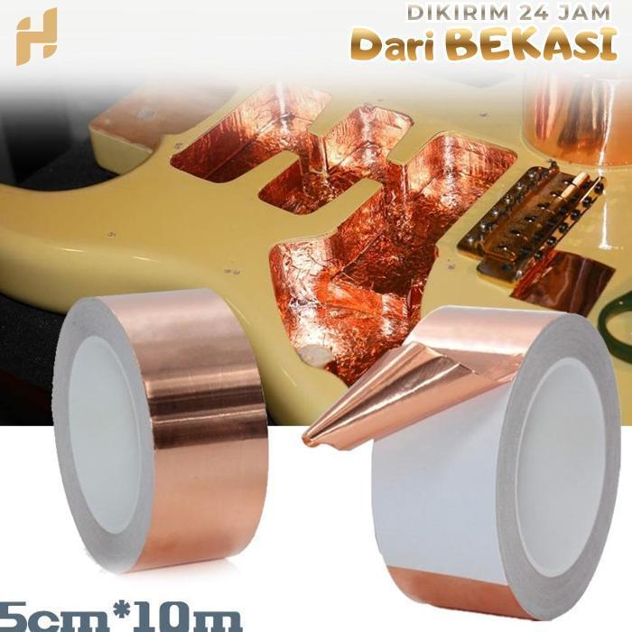 50mmx10m Copper Foil Tape Adhesive Isolasi Conductive Copper Tape Tembaga Foil Tape Tembaga Kondukto