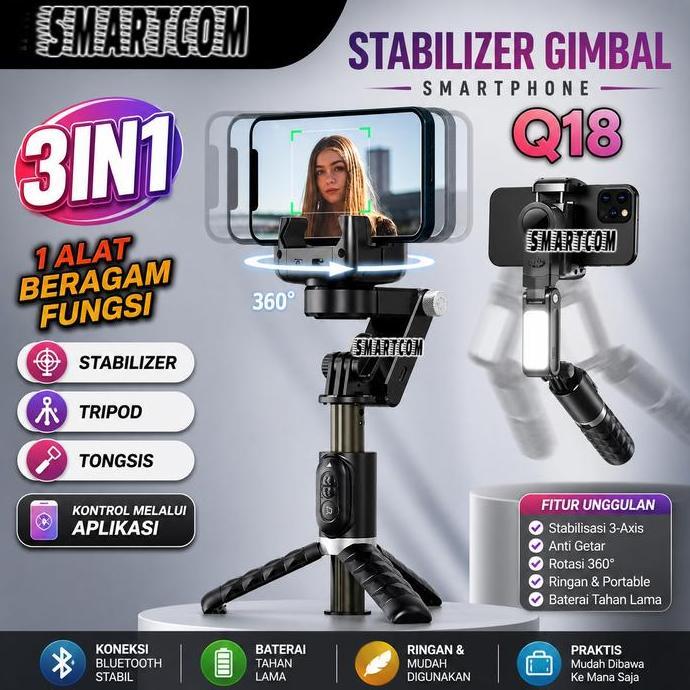 Gimbal Stabilizer L09 Selfie Stick Tripod Shooter Lampu Smartphone